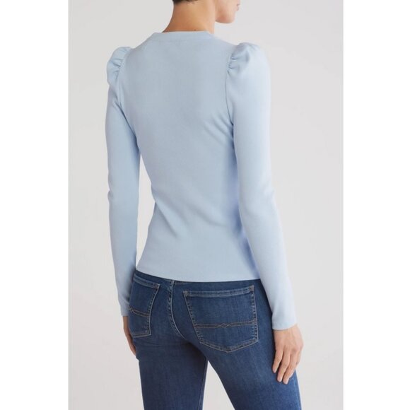 Veronica Beard Dekalb Puff Sleeve Top / Medium / Ice Blue - Picture 2 of 7